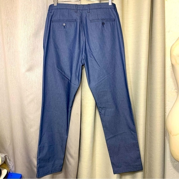 Ted Baker Chambray Straight Pants Sz 36X32 Blue Herringbone Casual Dress Chino - Picture 14 of 15